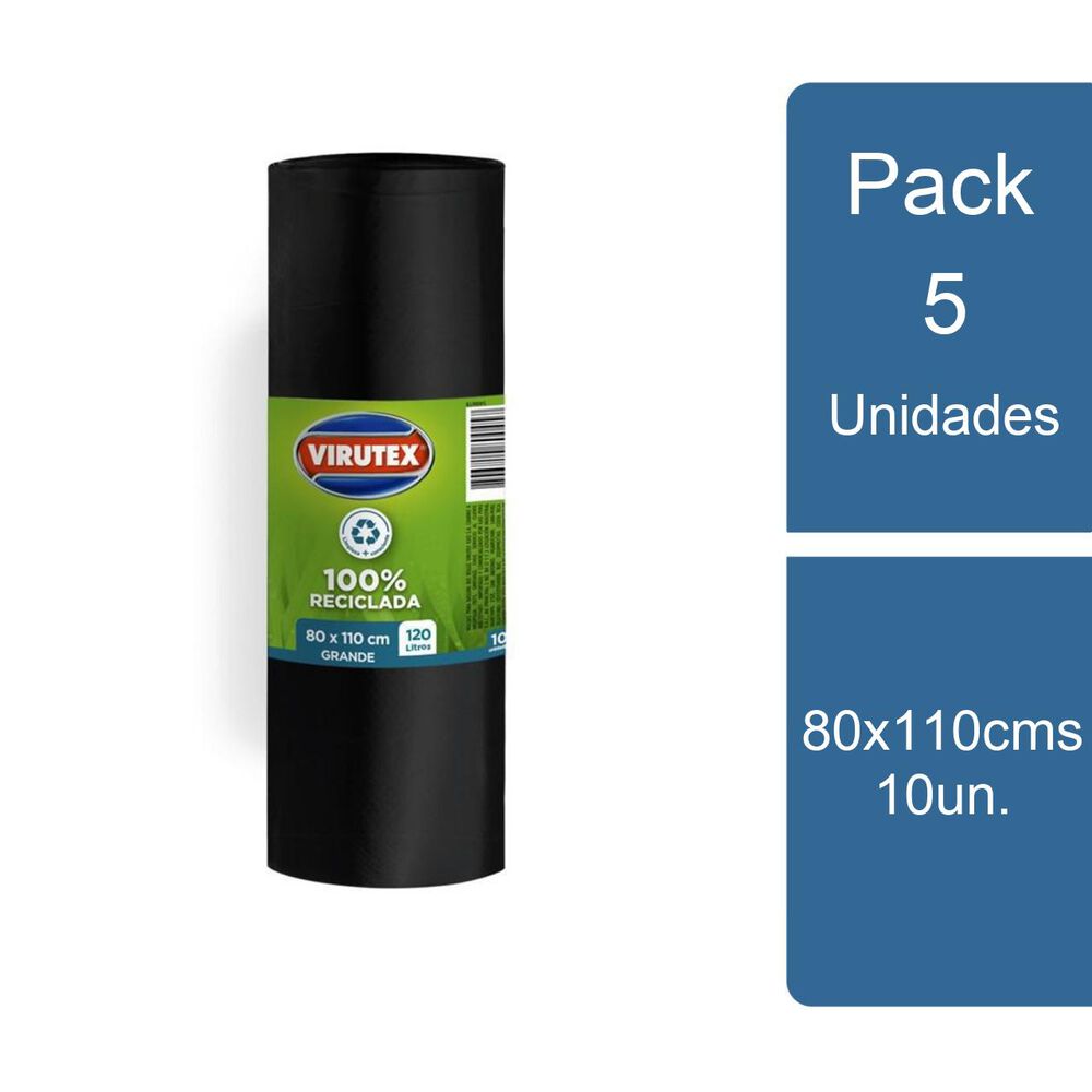 Pack 5 Bolsa Para Basura Reciclada 80x110cms 10un. Virutex image number 0.0